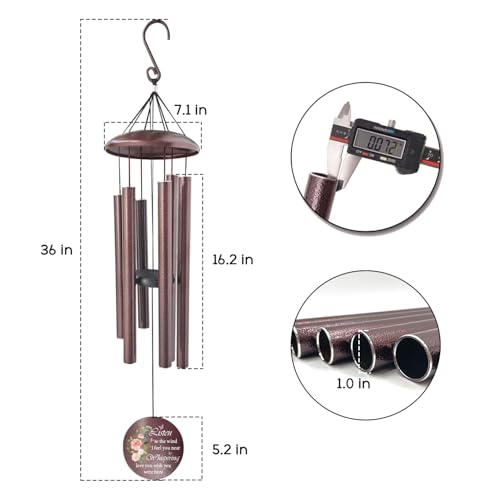 36" Large Deep Tone Personalized Sympathy Wind Chimes
