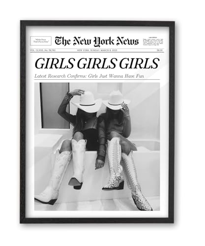 16x20in Girls Just Wanna Have Fun Framed Newspaper Wall Art