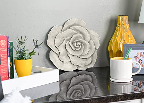 NAT & Jules Rose Flower Shaped Dimensional Indoor Outdoor 12 inch Cast Resin Decorative Garden Stepping Stone