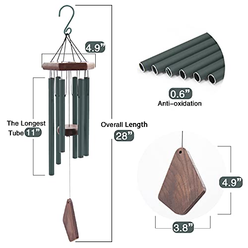Outdoor Wind Chimes 28 inch Green Garden Patio Gift Patio Porch Home Yard