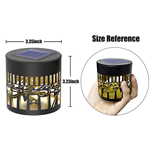 2 Pack Solar Fence Lights Metal Solar Powered Outdoor Wall Deck Lights Sun Moon Theme Waterproof Fence Light for Garden Post Patio Backyard Yard Decor (2 Count)