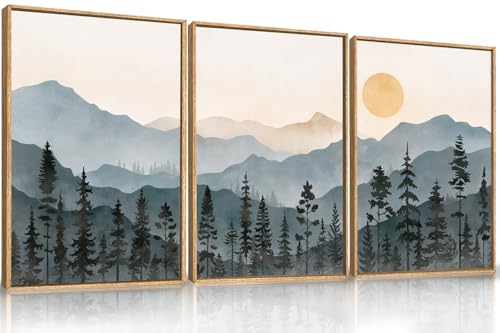 Boho Mountain Framed Canvas Wall Art Set (3 Count)