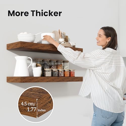 Floating Shelves 35.7" W x 10.3" D Brown Set of 1