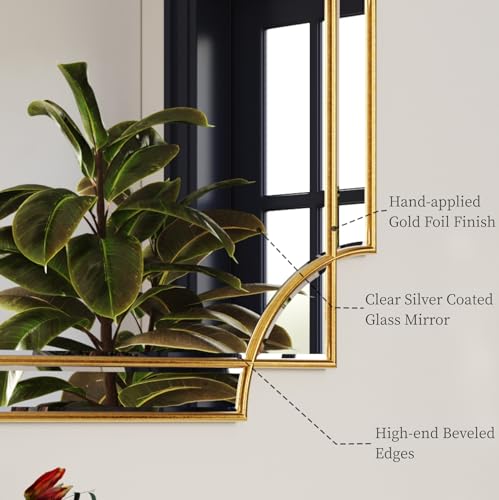 32"x48" Gold Foil Scalloped Edge Decorative Vanity Wall Mirror