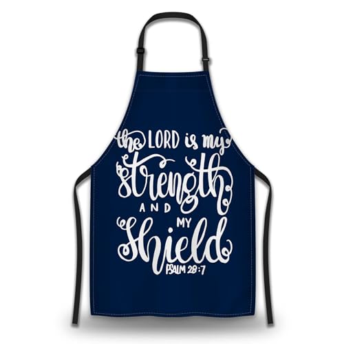 Baking Apron for Men the Lord Is My Strength and My Shield Bible Verse Modern Cute Aprons for Men for Kitchen Cooking Restaurant BBQ Painting Crafting 27”