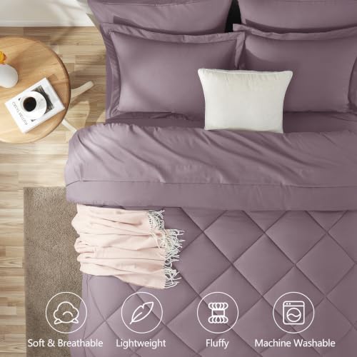 Queen Comforter Set 88"x88" Dusty Purple