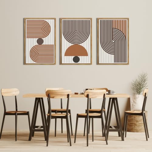 Large Modern Mid Century Boho Wooden Wall Art Set