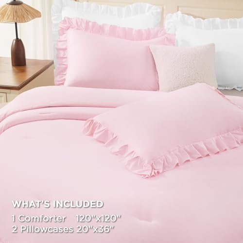 Pink Ruffle Super King Comforter Set