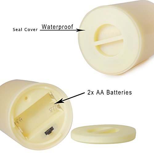 Outdoor Battery Operated Flameless LED Candles with Timer D3”xH6” 2 PCS (2 Count)
