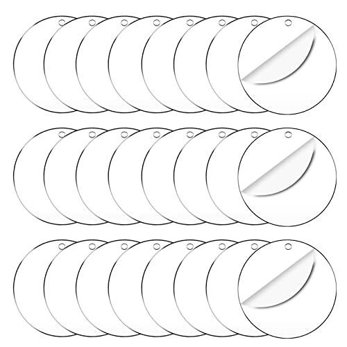 50 Pieces Clear Acrylic Circle Keychains Tags 2.5" (50 Count)