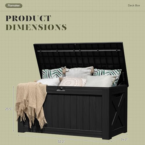 Resin Deck Box 120 Gallon Waterproof Large Outdoor Storage Box
