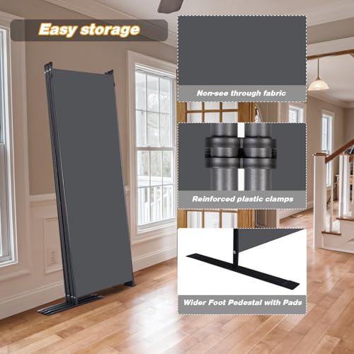 Room Divider 6 Panel Folding Privacy Screens with Wider Feet