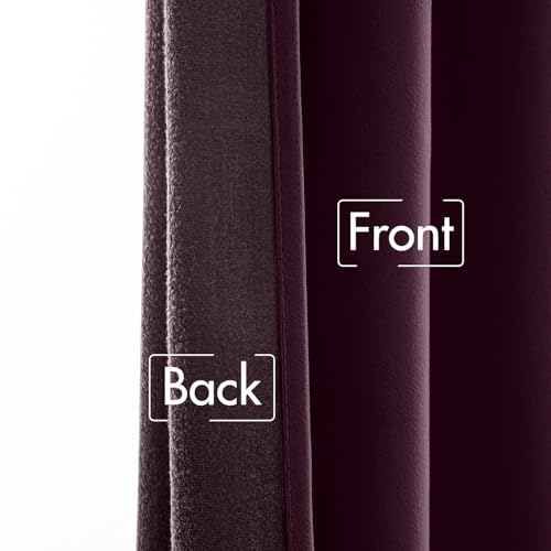 Dark Purple Velvet Pinch Pleat Blackout Curtains W52 X L96 Inches (2 Count)
