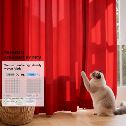 Red Privacy Sheer Curtains 2 Panels 42W x 84L (2 Count)