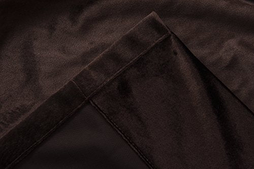 Set of 2 Velvet Flannel Room Darkening Blackout Curtains Panels Drapes Grommet 52 Wide by 108 Long Brown for Living Room (2 Count)