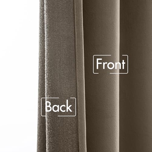 Taupe Velvet Pinch Pleat Blackout Curtains W52 X L84 Inches (2 Count)