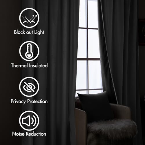 Grey Velvet Pinch Pleat Blackout Curtains W52 X L90 Inches (2 Count)
