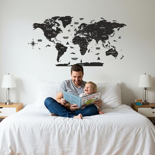 Multilayer 3D Wooden World Map