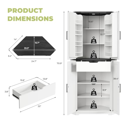 71" Corner Cabinet White