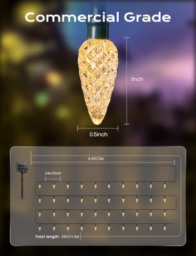 Solar Operated C6 Strawberry String Lights