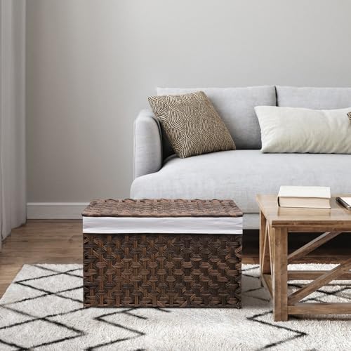 Large Wicker Storage Basket with Lid