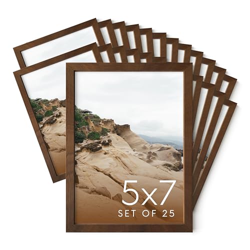5x7 Walnut Oak Wood Photo Frame Set of 25