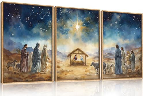 Large Bible Christian Religious Framed Canvas Wall Art Set