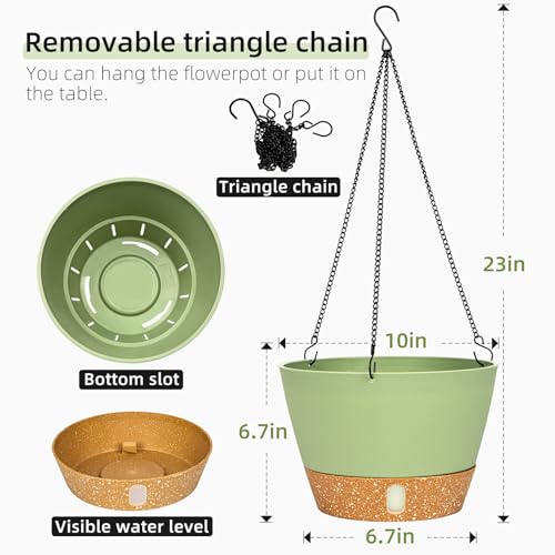 2 Pack 10 Inch Hanging Planters for Indoor Outdoor Plants (2 Count)