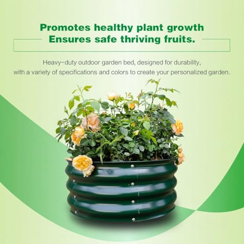 GARDMAX 2x2x1FT Galvanized Round Raised Garden Bed Kit