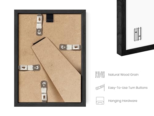 Black Oak Wood Gallery Wall Tabletop Frames Made with Real American Oak and Shatter (11 Count)