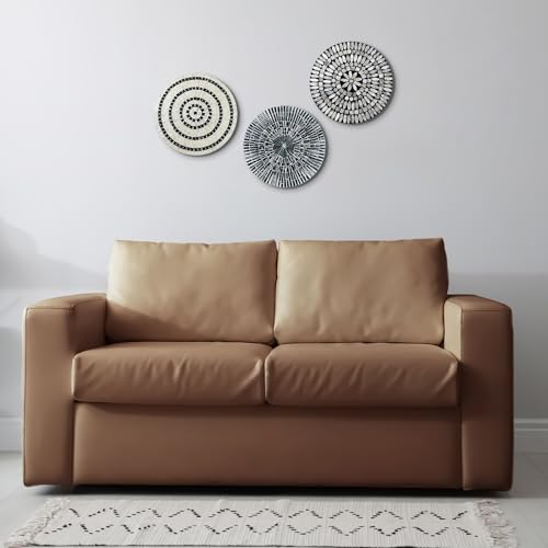 3 Pcs 3 Pcs 11.8 Inches Mother of Pearl Shell Plate Coastal Wall Art Mosaic Wall Sculpture Shell Handmade Hanging Plates Arts for Halloween Christmas Bedroom Bathroom Home Office Hotel (3 Count)