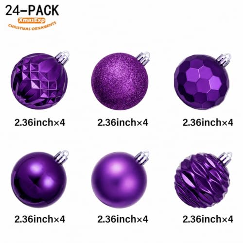 2.36" Purple Christmas Ball Ornaments (34 Count)