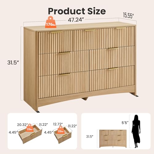 Fluted 7 Drawer Dresser