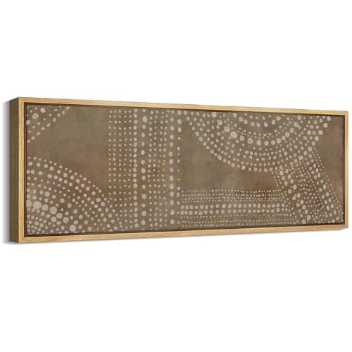 Large Framed Canvas Print Wall Art Abstract Dot Matrix Canvas Art in Earth Tones Antique Retro Fine Art Illustrations Decorative Colorful for Bedroom
