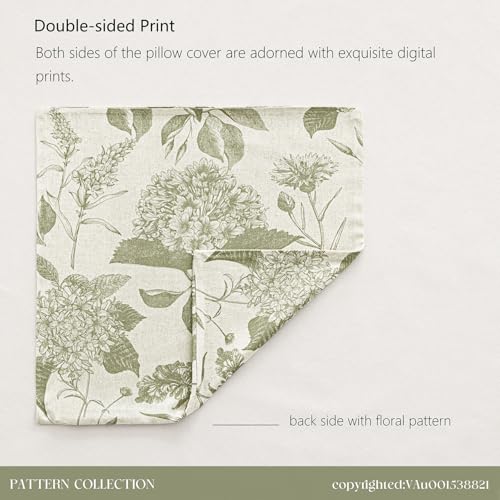 Set of 2 Linen Floral Throw Pillow Covers Vintage Accent Print Decorative Cozy Cushion Covers Farmhouse Boho Home Decor for Sofa Chair Couch Bedroom Living Room
