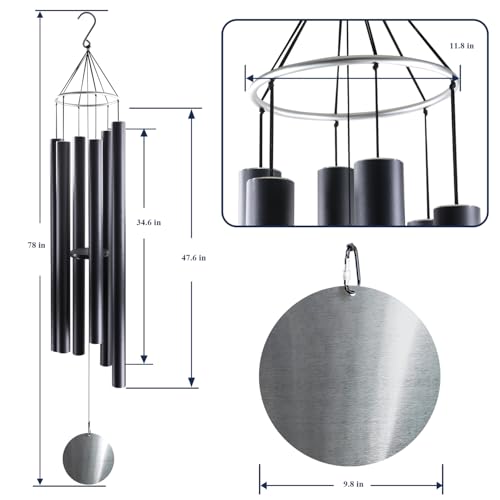 78 Inch Wind Chimes for Outside with 6 Tubes Tuned Relaxing Melody