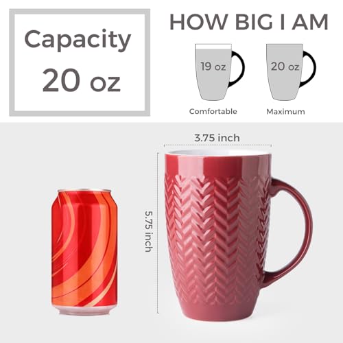 20 oz Large Coffee Mugs Set of 6 (6 Count)