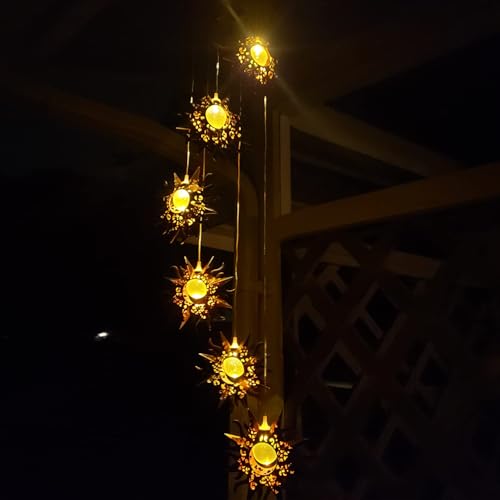 Sun Solar Wind Chimes for Outside Hanging Garden Lights Solar Christmas Decorations Outdoor for Women