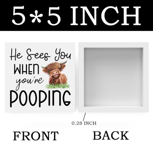 Funny Highland Cow Bathroom Decor Are You Pooping Sign Highland Cow Gifts for Women Highland Cow Nursery Decor