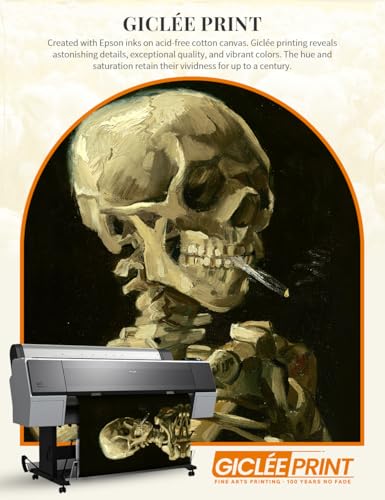 Head of a Skeleton with a Burning Cigarette. Vincent Van Gogh Reproductions. Giclee Print for Wall Decor. 24x30