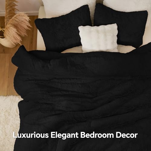 Black Fluffy Comforter Set Full