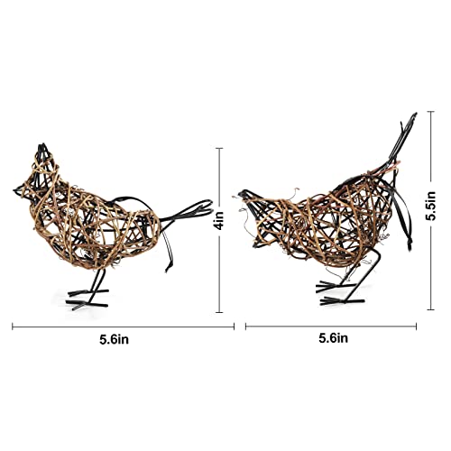 2pc Rattan Bird Statue Set (3.36 Ounce)