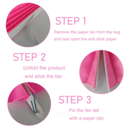 Hot Pink Party Decorations Hot Pink Hanging Paper Round Fans 12inch DIY (30 Count)