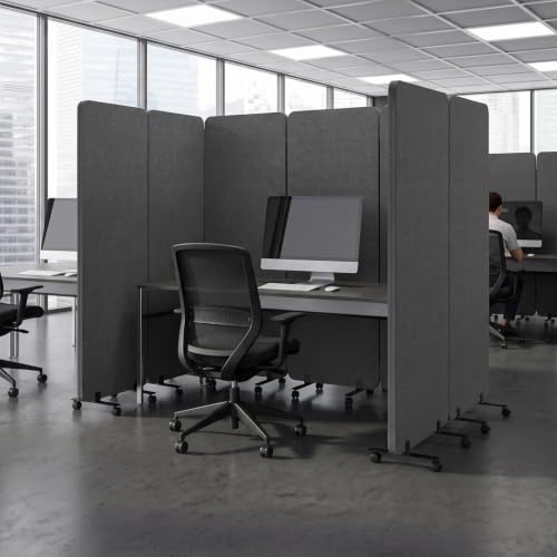 72in 3 Panel Soundproof Room Divider with Wheels