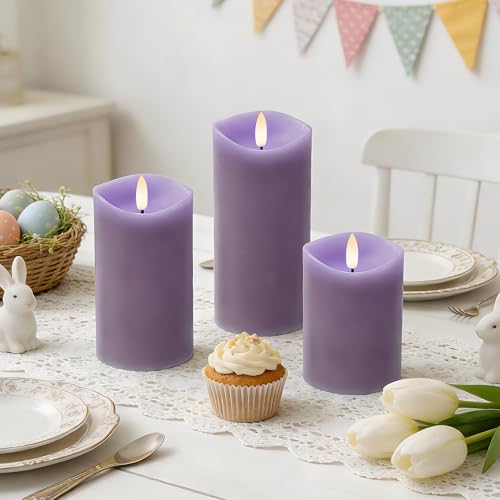 Pastel Purple LED Real Wax Made Flameless Battery (3 Count)