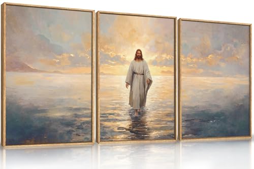 Large Jesus Christian Framed Canvas Wall Art Set