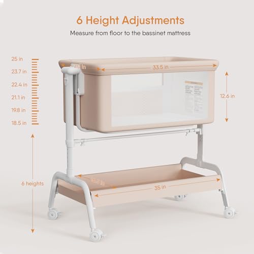 3-in-1 Baby Bassinet, Rocking Bassinet & Bedside Sleeper for Newborn Baby