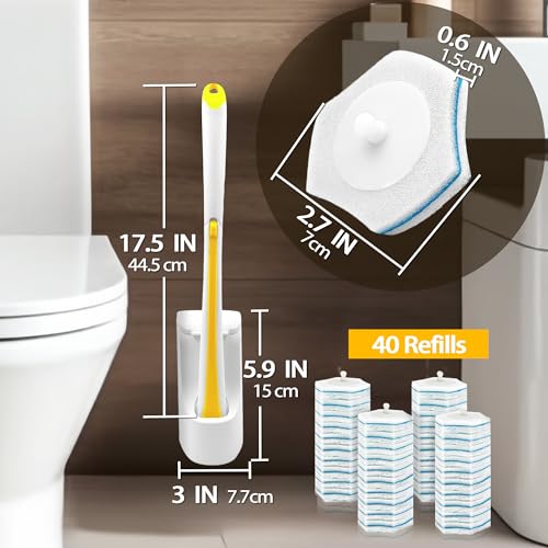 Disposable Toilet Brush with 40PCS Wand Cleaner Refills
