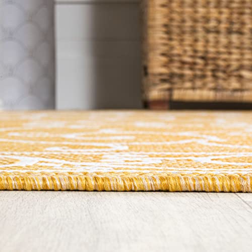 Vintage Filigree Indoor Outdoor Area Rug 5X8 Yellow
