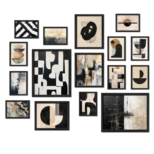 16 PCS Framed Black and White Abstract Wall Art Decor (16 Count)